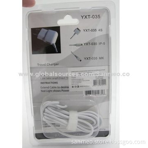 Travel charger with USB port, charges two devices, 1.2m cable lengthNew